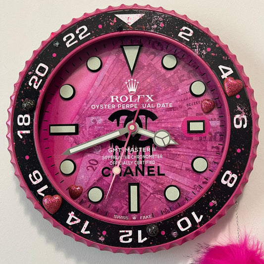 Orologio Gmt Pink Plush Custom da muro