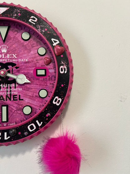 Orologio Gmt Pink Plush Custom da muro